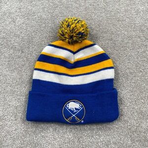 Buffalo Sabres Labatt Blue Light NHL Knit Beanie Pom Hat Blue Gold Striped OSFM